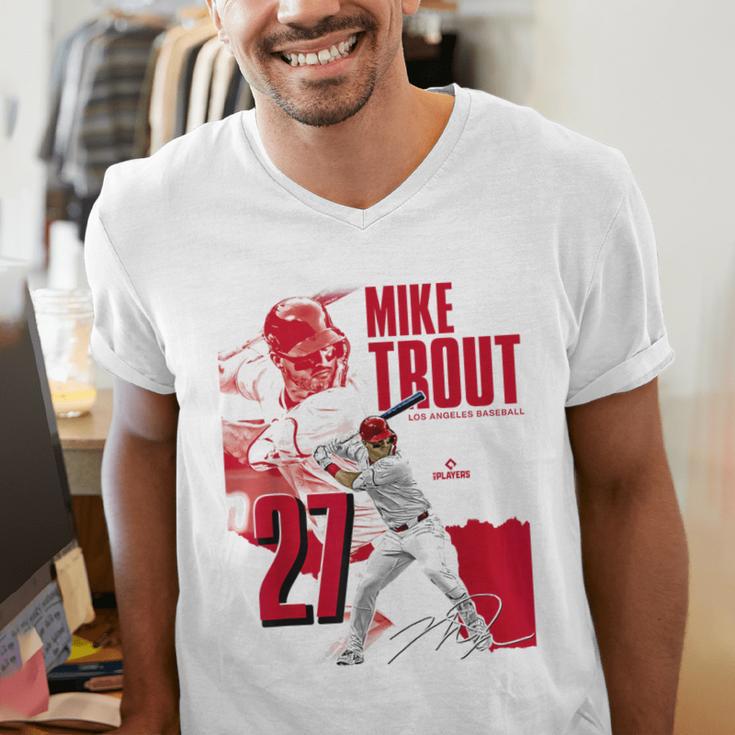 Mike Trout Los Angeles A MLB Baseball Players MLBMTR304N Men's V-Neck T-Shirt Mike Trout Los Angeles A MLB Baseball Players MLBMTR304N Men's V-Neck T-Shirt