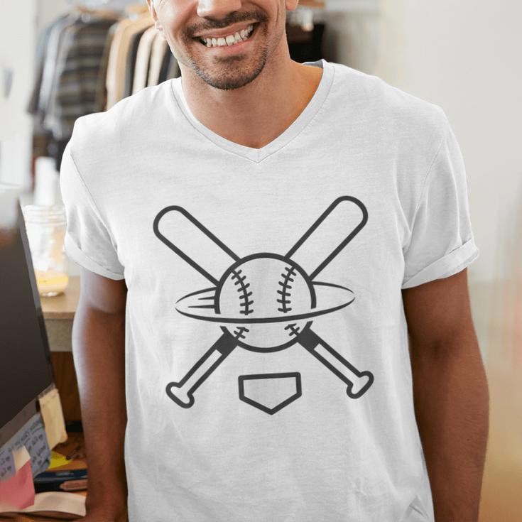 Minimalist Baseball Clean Sports Graphic Tee For Fan Players Men's V-Neck T-Shirt