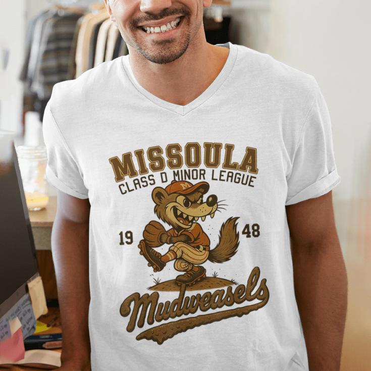 Missoula Mudweasels Retro Minor League Baseball Men's V-Neck T-Shirt
