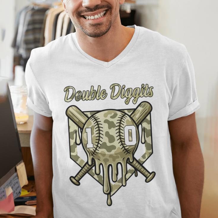 Old School Camo Baseball Drip Double Digits 10th Birthday Men's V-Neck T-Shirt Old School Camo Baseball Drip Double Digits 10th Birthday Men's V-Neck T-Shirt