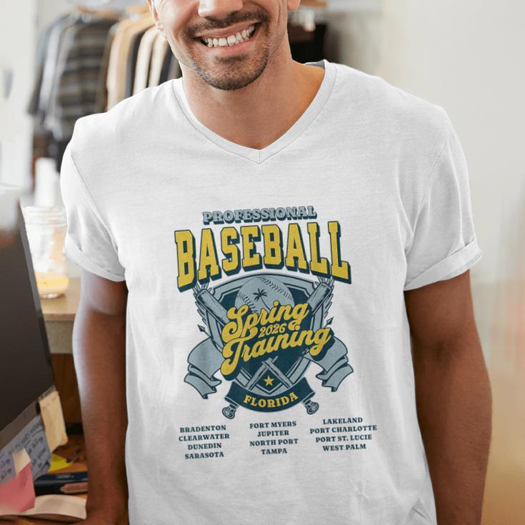 Professional Baseball Spring Training 2026 Florida Cities Men's V-Neck T-Shirt Professional Baseball Spring Training 2026 Florida Cities Men's V-Neck T-Shirt