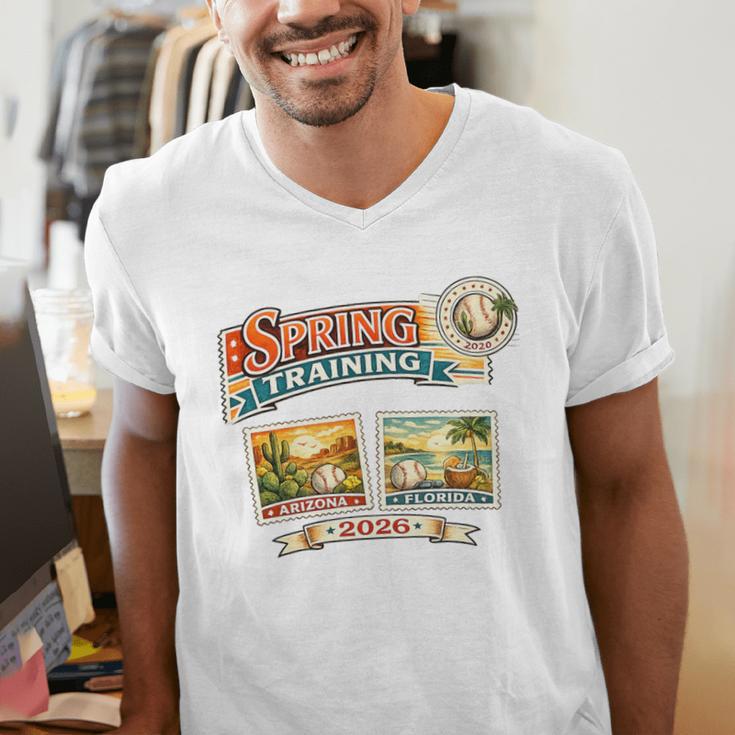Spring Training 2026 Retro Postcard Baseball Premium Tri-Blend Men's V-Neck T-Shirt