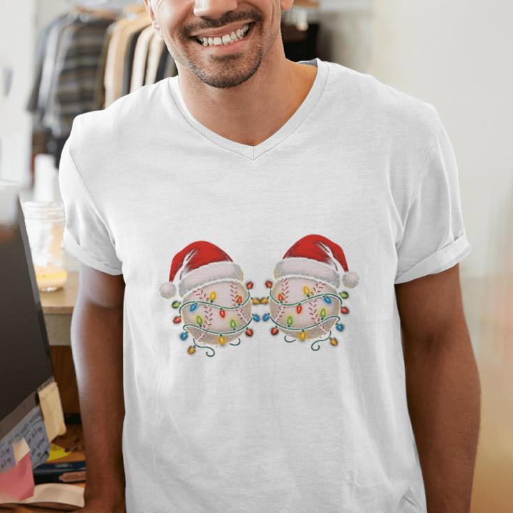 Stop Staring At My Balls Comedy Christmas Baseball Men's V-Neck T-Shirt Stop Staring At My Balls Comedy Christmas Baseball Men's V-Neck T-Shirt
