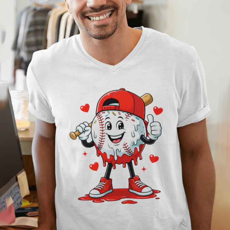Valentine Baseball Heart Sports Men Boys Kid Men's V-Neck T-Shirt Valentine Baseball Heart Sports Men Boys Kid Men's V-Neck T-Shirt