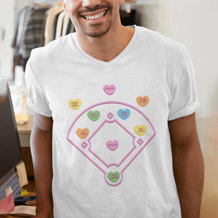 Valentine Heart Love Cute Baseball Softball Lover Sayings Men's V-Neck T-Shirt Valentine Heart Love Cute Baseball Softball Lover Sayings Men's V-Neck T-Shirt