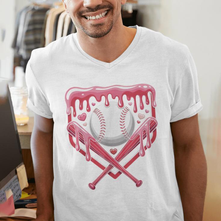 Valentines Baseball Boys Ice Cream Drip Heart Youth Kids Men's V-Neck T-Shirt Valentines Baseball Boys Ice Cream Drip Heart Youth Kids Men's V-Neck T-Shirt