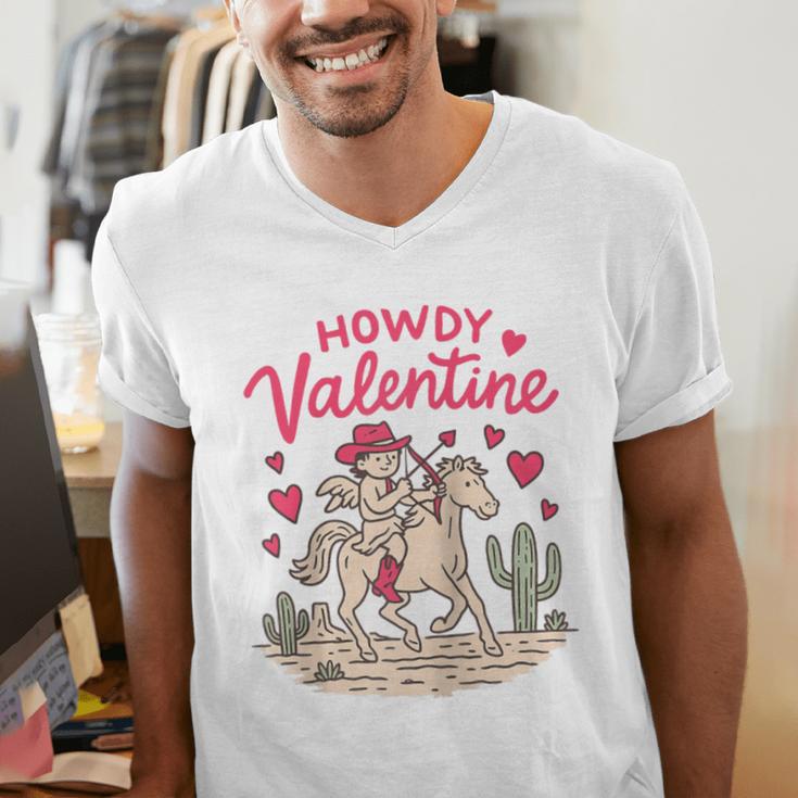 Valentine’s Day Western Life Cowboys Cupid Howdy Valentine Raglan Baseball Tee Men's V-Neck T-Shirt