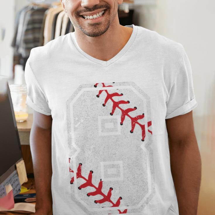 Vintage Baseball 8 Jersey Number 8 Men's V-Neck T-Shirt Vintage Baseball 8 Jersey Number 8 Men's V-Neck T-Shirt