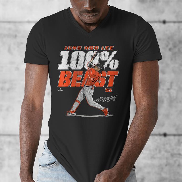 100 Beast Jung Hoo Lee San Francisco Baseball MLBPA Men's V-Neck T-Shirt