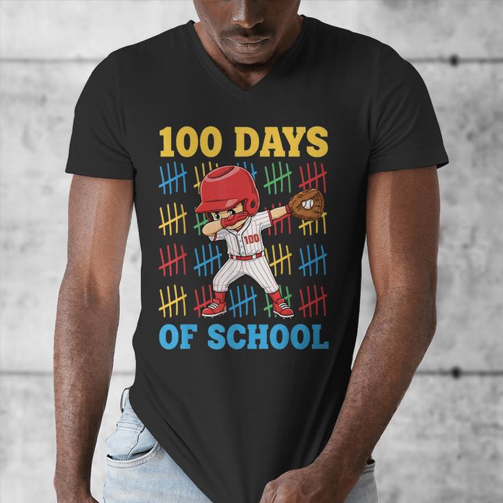 100 Days Of School Baseball Bat 100th Day Of School Boys Men's V-Neck T-Shirt 100 Days Of School Baseball Bat 100th Day Of School Boys Men's V-Neck T-Shirt