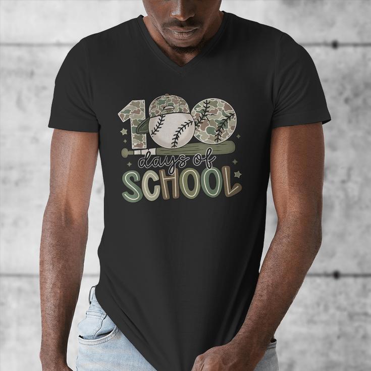 100 Days Of School Baseball Camo Celebration Men's V-Neck T-Shirt 100 Days Of School Baseball Camo Celebration Men's V-Neck T-Shirt