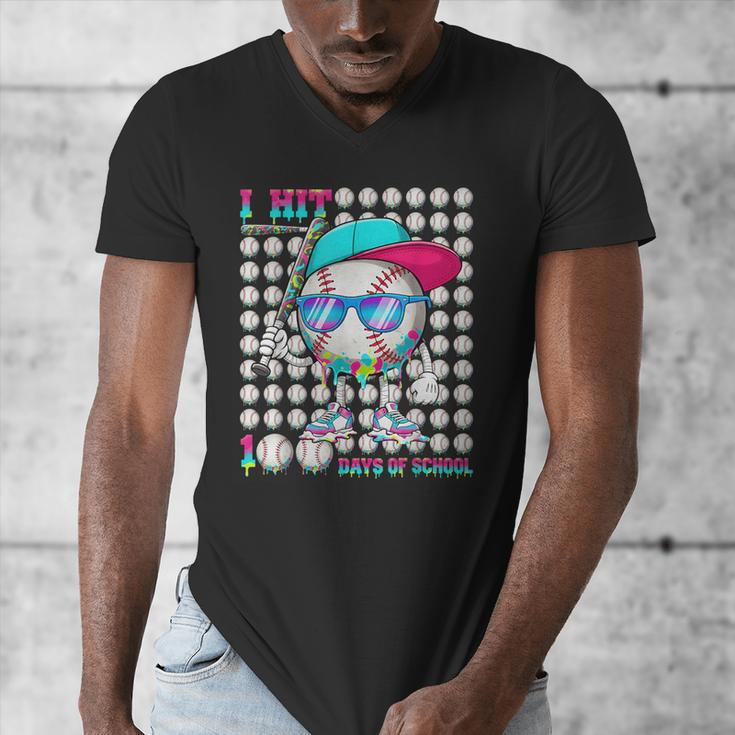 100 Days Of School Baseball Drip Ice Cream Boys Kids Men's V-Neck T-Shirt 100 Days Of School Baseball Drip Ice Cream Boys Kids Men's V-Neck T-Shirt