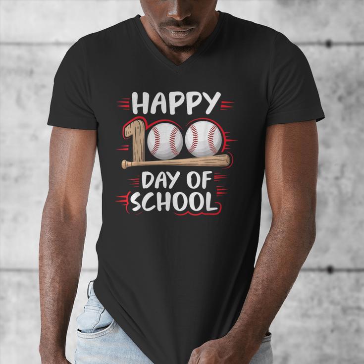 100 Days Of School Baseball Theme Kids Teens Boys 100th Day Men's V-Neck T-Shirt 100 Days Of School Baseball Theme Kids Teens Boys 100th Day Men's V-Neck T-Shirt