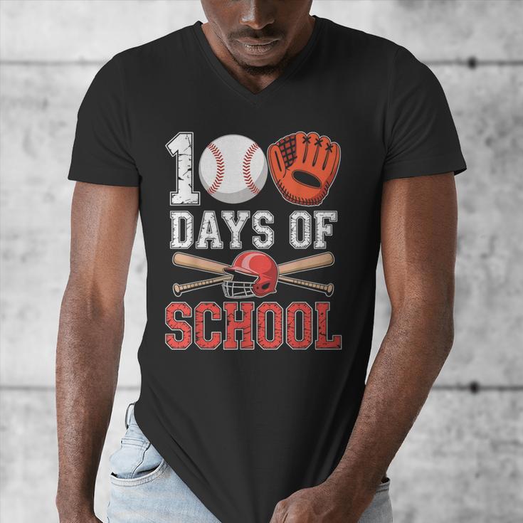 100 Days Of School Baseball Player Teacher Student Men's V-Neck T-Shirt 100 Days Of School Baseball Player Teacher Student Men's V-Neck T-Shirt