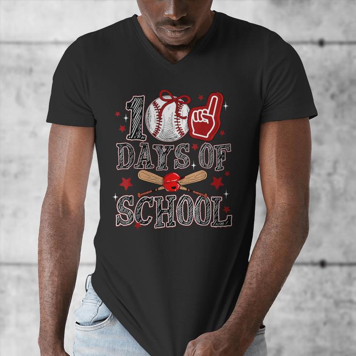 100 Days Of School Baseball Teacher 100 Days Smarter Student Men's V-Neck T-Shirt 100 Days Of School Baseball Teacher 100 Days Smarter Student Men's V-Neck T-Shirt