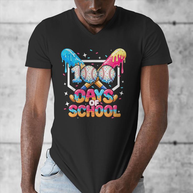 100 Days Of School Ice Cream Baseball Player For Kids Boys Men's V-Neck T-Shirt 100 Days Of School Ice Cream Baseball Player For Kids Boys Men's V-Neck T-Shirt