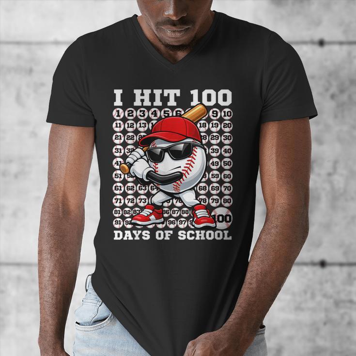 100 Days Of School Retro Baseball Sport For Boys Teachers Men's V-Neck T-Shirt 100 Days Of School Retro Baseball Sport For Boys Teachers Men's V-Neck T-Shirt