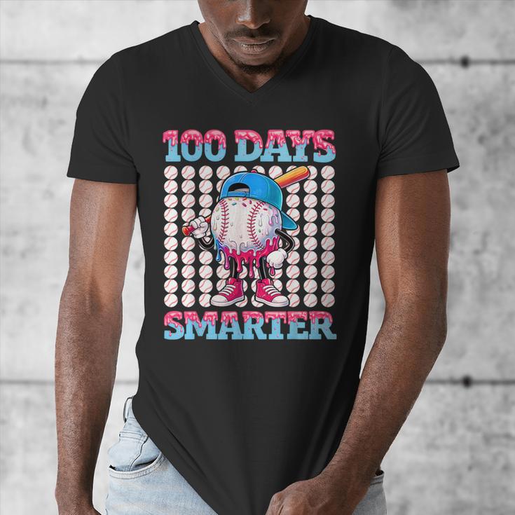 100 Days Smarter Baseball Drip Boys 100 Days Of School Kids Men's V-Neck T-Shirt