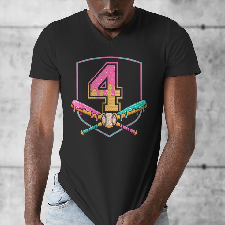 4th Birthday Baseball Bat Ice-Cream Drip 4yrs Old Boys Girls Men's V-Neck T-Shirt 4th Birthday Baseball Bat Ice-Cream Drip 4yrs Old Boys Girls Men's V-Neck T-Shirt