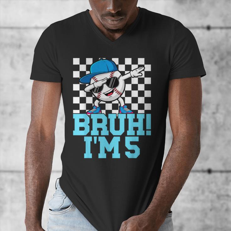 5th Birthday Dabbing Baseball Boys Bruh I'm 5 Year Old Men's V-Neck T-Shirt 5th Birthday Dabbing Baseball Boys Bruh I'm 5 Year Old Men's V-Neck T-Shirt