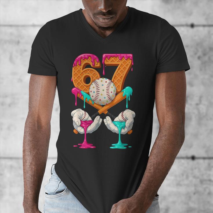 6 7 Ice Cream Drip Baseball Number 67 Player Boy Girl Kids Men's V-Neck T-Shirt 6 7 Ice Cream Drip Baseball Number 67 Player Boy Girl Kids Men's V-Neck T-Shirt
