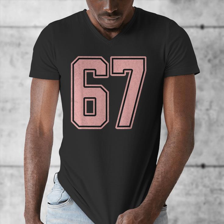 6 7 Number 67 Baseball Meme Tee For Women Men's V-Neck T-Shirt 6 7 Number 67 Baseball Meme Tee For Women Men's V-Neck T-Shirt