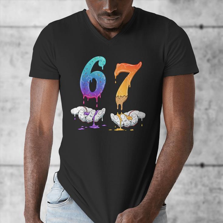6 7 Six Seven Meme Hands Ice Cream Baseball Drip Boy Girl Men's V-Neck T-Shirt