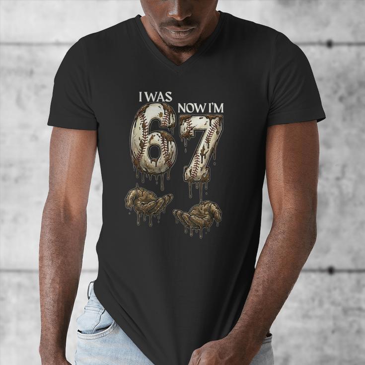 I Was 6 Now I'm 7 Baseball 6 7 Birthday Boys Girls Men's V-Neck T-Shirt I Was 6 Now I'm 7 Baseball 6 7 Birthday Boys Girls Men's V-Neck T-Shirt