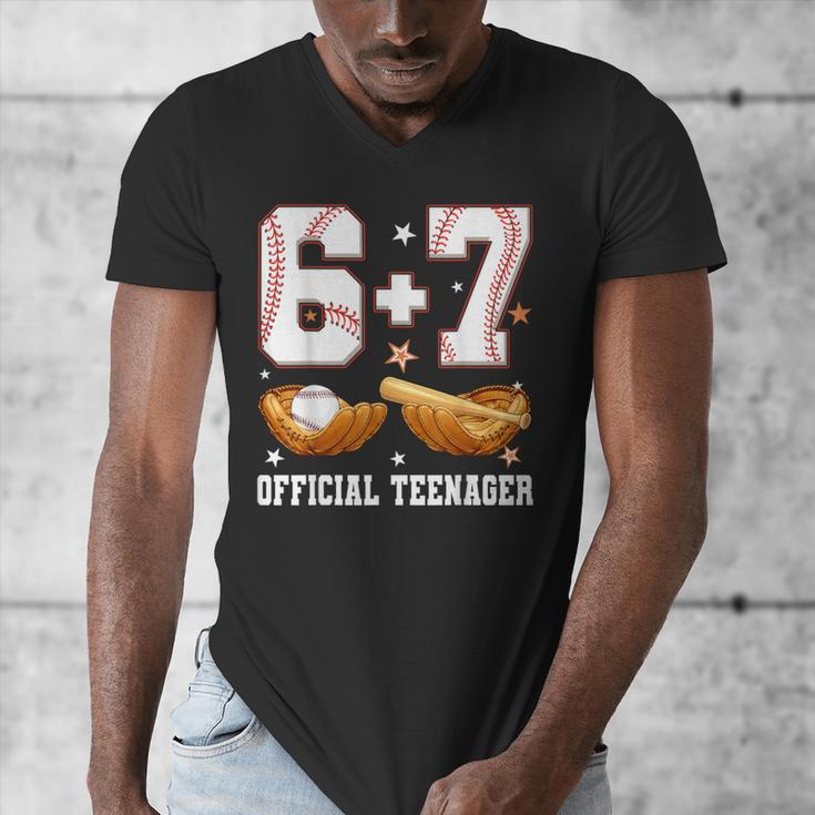 67 13 Year Old Official Teenager Baseball Boy 13th Birthday Men's V-Neck T-Shirt