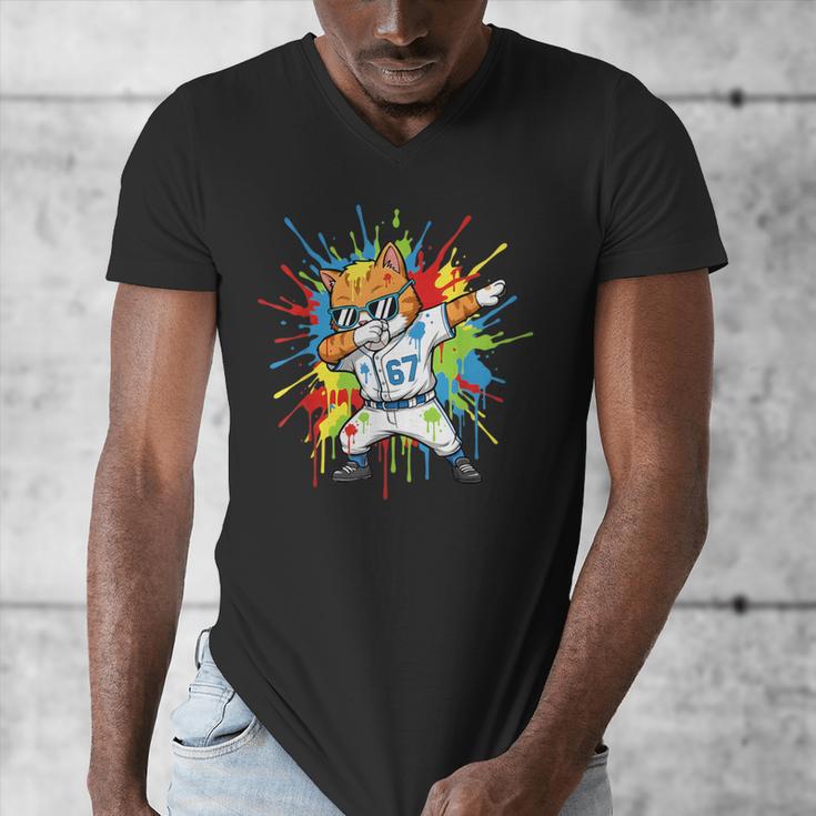 67 Baseball Dabbing Cat 6 7 Dripping Ice Cream Meme Men's V-Neck T-Shirt 67 Baseball Dabbing Cat 6 7 Dripping Ice Cream Meme Men's V-Neck T-Shirt