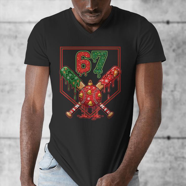 67 Baseball Drip Christmas Meme Six Seven Gen Alpha Slang Men's V-Neck T-Shirt