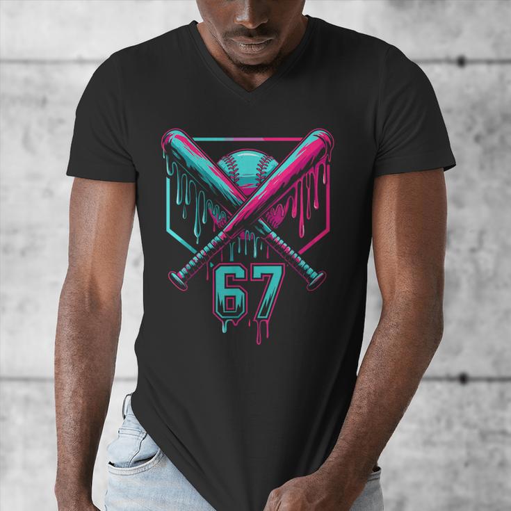 67 Baseball Drip Six Seven Gen Alpha Slag Men's V-Neck T-Shirt 67 Baseball Drip Six Seven Gen Alpha Slag Men's V-Neck T-Shirt