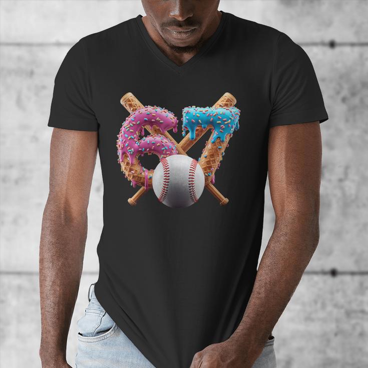 67 Baseball Ice Cream Drip Kids Youth Men's V-Neck T-Shirt