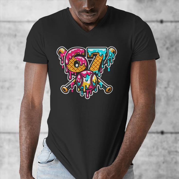 67 Baseball Ice Cream Drip Number Men's V-Neck T-Shirt 67 Baseball Ice Cream Drip Number Men's V-Neck T-Shirt