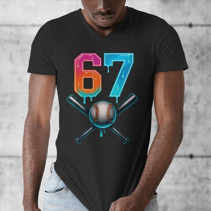 67 Baseball Meme Cool Drip Number 67 Player Or 67th Birthday Men's V-Neck T-Shirt 67 Baseball Meme Cool Drip Number 67 Player Or 67th Birthday Men's V-Neck T-Shirt