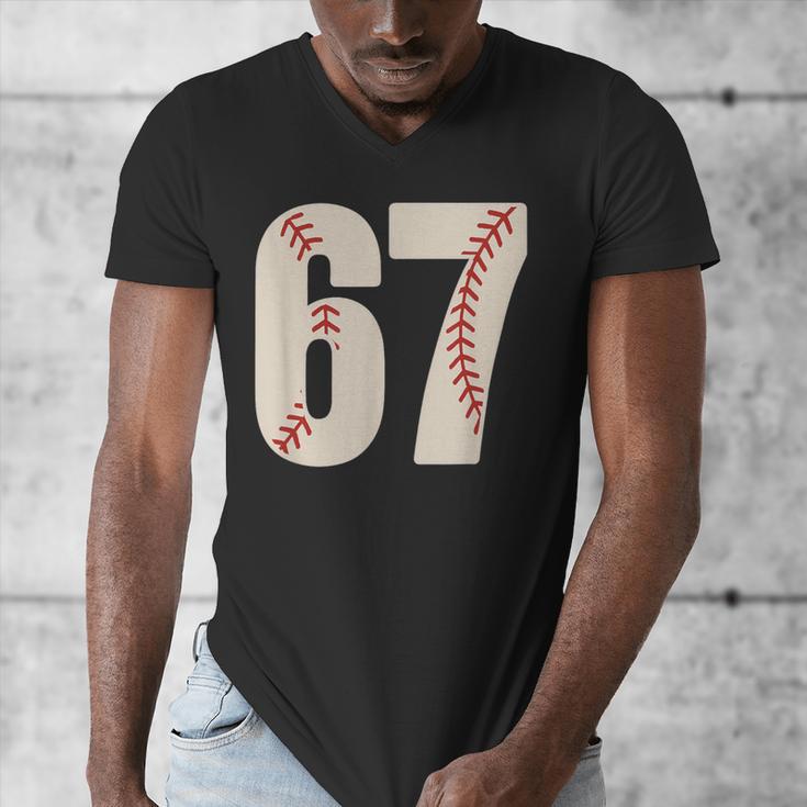 67 Baseball Six Seven 6 7 Meme 67 Men's V-Neck T-Shirt