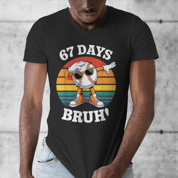 67 Days Of School Bruh Teacher Kids Dabbing Baseball Men's V-Neck T-Shirt 67 Days Of School Bruh Teacher Kids Dabbing Baseball Men's V-Neck T-Shirt