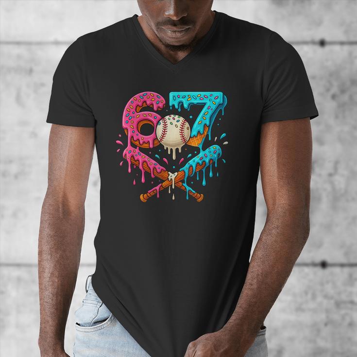 67 Ice Cream Drip Baseball Meme – Six Seven Gen Alpha Men's V-Neck T-Shirt 67 Ice Cream Drip Baseball Meme – Six Seven Gen Alpha Men's V-Neck T-Shirt