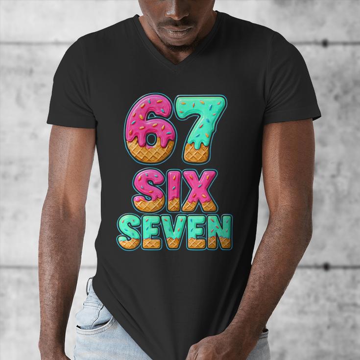 67 Ice Cream Drip Baseball Six Seven 6-7 Meme Teen Boy Men's V-Neck T-Shirt
