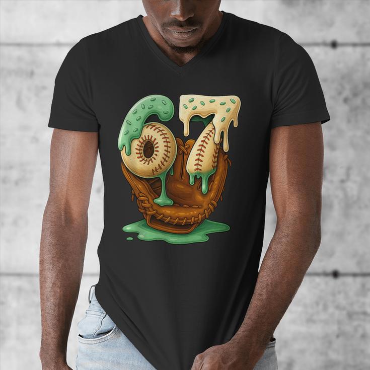 67 Ice Cream Drip Six Seven Baseball Men's V-Neck T-Shirt 67 Ice Cream Drip Six Seven Baseball Men's V-Neck T-Shirt