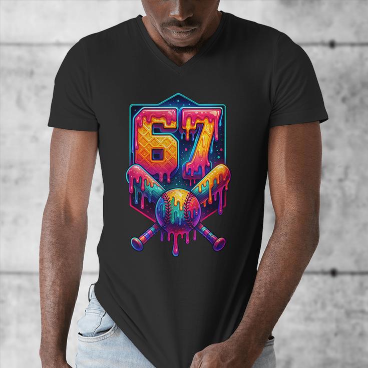 67 Meme Trendy Baseball Number 67 Player Six Seven Men's V-Neck T-Shirt 67 Meme Trendy Baseball Number 67 Player Six Seven Men's V-Neck T-Shirt