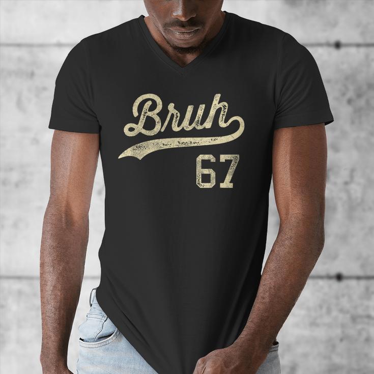 67 Six Seven Bruh Meme Baseball Style Vintage Men's V-Neck T-Shirt 67 Six Seven Bruh Meme Baseball Style Vintage Men's V-Neck T-Shirt