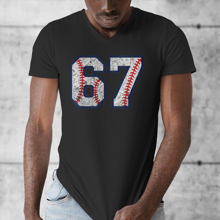 67 Sports Meme – Baseball Number 6 7 Men's V-Neck T-Shirt 67 Sports Meme – Baseball Number 6 7 Men's V-Neck T-Shirt