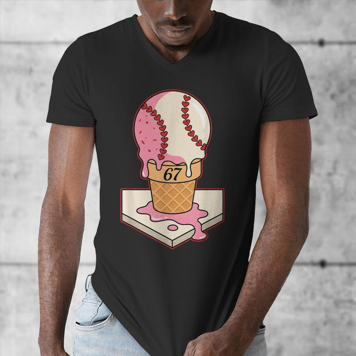 67 Tee Baseball Creamy Dripping Graphic Sixty-Seven Clothes Men's V-Neck T-Shirt