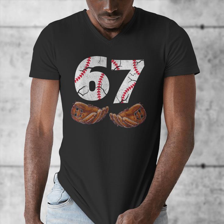 67 Trend Baseball Six Seven Number For Boys Men Men's V-Neck T-Shirt 67 Trend Baseball Six Seven Number For Boys Men Men's V-Neck T-Shirt