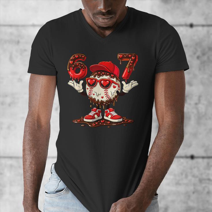 67 Valentine Day Baseball Chocolate Ice Cream Drip Men's V-Neck T-Shirt 67 Valentine Day Baseball Chocolate Ice Cream Drip Men's V-Neck T-Shirt
