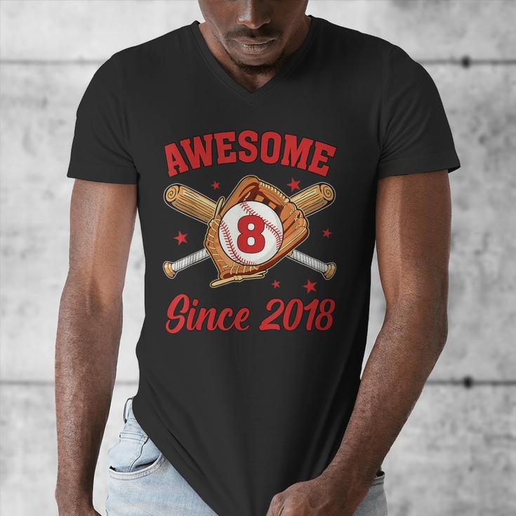 8 Year Old Boys Awesome Since 2018 Baseball Birthday Men's V-Neck T-Shirt 8 Year Old Boys Awesome Since 2018 Baseball Birthday Men's V-Neck T-Shirt