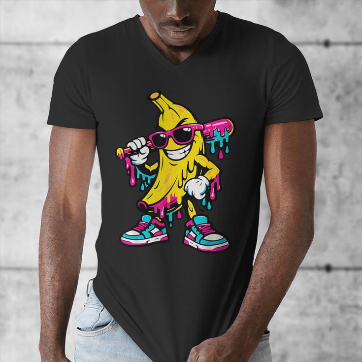 Banana Baseball Drip Men's V-Neck T-Shirt Banana Baseball Drip Men's V-Neck T-Shirt