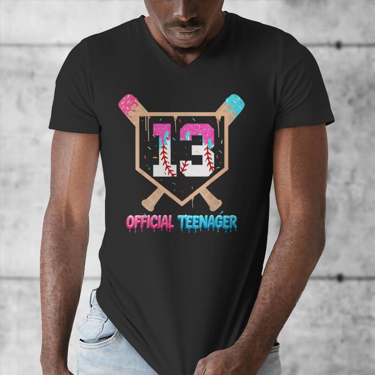 Baseball 13 Year Ice Cream Drip 13th Bday Official Teenager Men's V-Neck T-Shirt Baseball 13 Year Ice Cream Drip 13th Bday Official Teenager Men's V-Neck T-Shirt