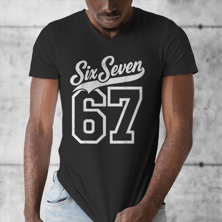 Baseball 6 7 Number 67 Six Seven Meme Boys Youth Kids Men's V-Neck T-Shirt Baseball 6 7 Number 67 Six Seven Meme Boys Youth Kids Men's V-Neck T-Shirt